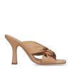Beigefarbene Leder-Mules mit Knoten-Detail
