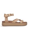 Camelfarbene Plateausandalen aus Leder