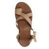 Camelfarbene Plateausandalen aus Leder