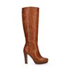 Hohe cognacfarbene Stiefel mit Absatz