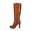 Hohe cognacfarbene Stiefel mit Absatz