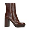 Cognacfarbene Stiefeletten mit Blockabsatz