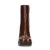 Cognacfarbene Stiefeletten mit Blockabsatz