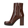 Cognacfarbene Stiefeletten mit Blockabsatz