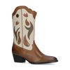 Cognacfarbene Leder-Cowboystiefel mit offwhite Details