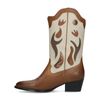 Cognacfarbene Leder-Cowboystiefel mit offwhite Details