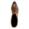Cognacfarbene Leder-Cowboystiefel mit offwhite Details