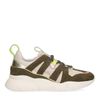 Grüne Sneaker mit rosafarbenen Details