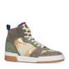 Halbhohe grüne Sneaker mit Details in Metallic und Lila