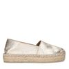 Goldfarbene Leder-Espadrilles in Metallic-Optik