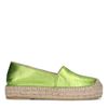 Grüne Leder-Espadrilles in Metallic-Optik