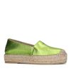 Grüne Leder-Espadrilles in Metallic-Optik