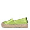 Grüne Leder-Espadrilles in Metallic-Optik