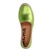 Grüne Leder-Espadrilles in Metallic-Optik