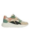 Mehrfarbige Veloursleder-Sneaker mit beigefarbenen Details
