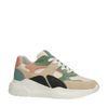Mehrfarbige Veloursleder-Sneaker mit beigefarbenen Details