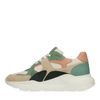 Mehrfarbige Veloursleder-Sneaker mit beigefarbenen Details
