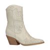 Offwhite Western Boots aus Leder mit Kroko-Detail