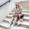 Offwhite Western Boots aus Leder mit hohem Schaft