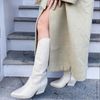 Offwhite Western Boots aus Leder mit hohem Schaft