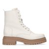 Offwhite Schnürstiefeletten aus Leder mit brauner Sohle
