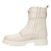 Lattefarbene Biker Boots aus Leder mit Schnalle