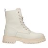 Offwhite Leder-Schnürboots mit Kunstfellfutter
