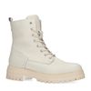 Offwhite Leder-Schnürboots mit Kunstfellfutter