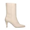 Offwhite Lederstiefeletten mit Pfennigabsatz
