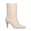 Offwhite Lederstiefeletten mit Pfennigabsatz