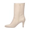 Offwhite Lederstiefeletten mit Pfennigabsatz