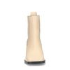 Offwhite Lederstiefeletten mit Blockabsatz