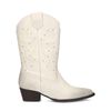 Offwhite Westernstiefeletten mit Nieten