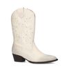 Offwhite Westernstiefeletten mit Nieten