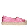 Rosafarbene Leder-Espadrilles in Metallic-Optik