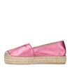 Rosafarbene Leder-Espadrilles in Metallic-Optik