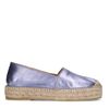 Lilafarbene Leder-Espadrilles in Metallic-Optik
