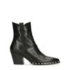 Kurze schwarze Lederstiefel mit Nieten
