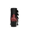 Schwarze Buckle Boots mit roten Details