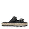 Schwarze Ledersandalen mit Schnallen