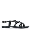 Schwarze Ledersandalen mit gekreuzten Riemchen