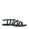 Schwarze Ledersandalen mit gekreuzten Riemchen
