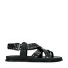 Schwarze Ledersandalen mit silbernen Nieten
