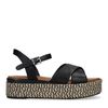 Schwarze Plateausandalen mit Flecht-Details