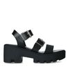Schwarze Plateausandaletten aus Leder
