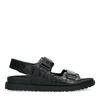 Schwarze Ledersandalen mit Krokomuster