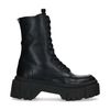 Schwarze Leder-Schnürboots mit Plateausohle