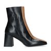 Schwarze Stiefeletten mit Blockabsatz und camelbraunem Streifen