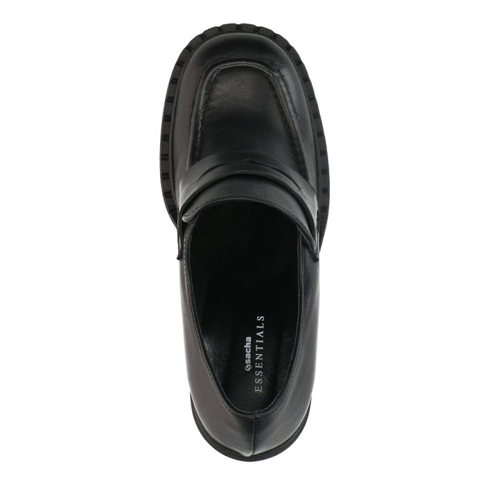 Schwarze Leder-Loafer mit Absatz
