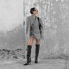 Schwarze Lederstiefel mit hohem Schaft